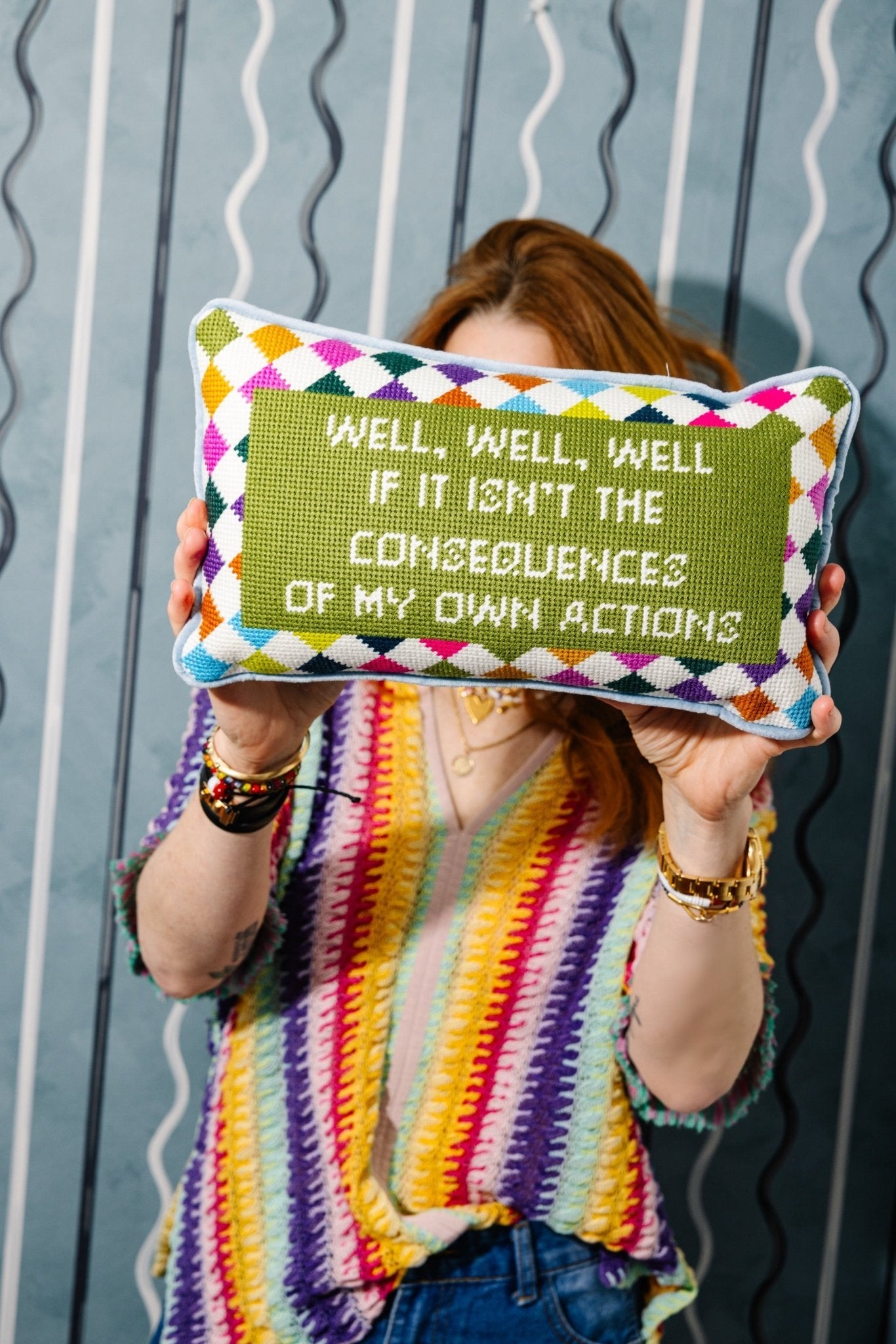 Well Well Well Needlepoint Pillow - UntamedEgo LLC.