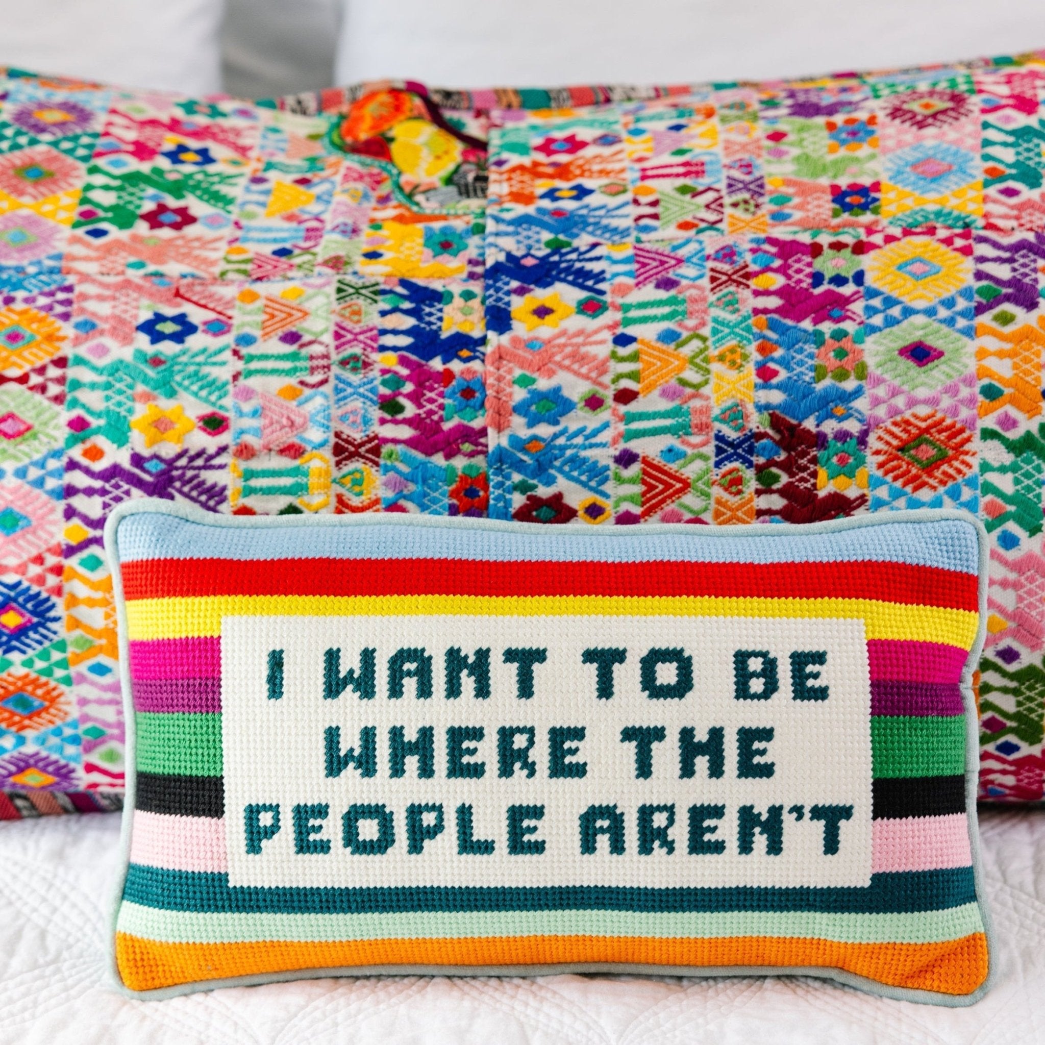 Where the People Aren't Needlepoint Pillow - UntamedEgo LLC.