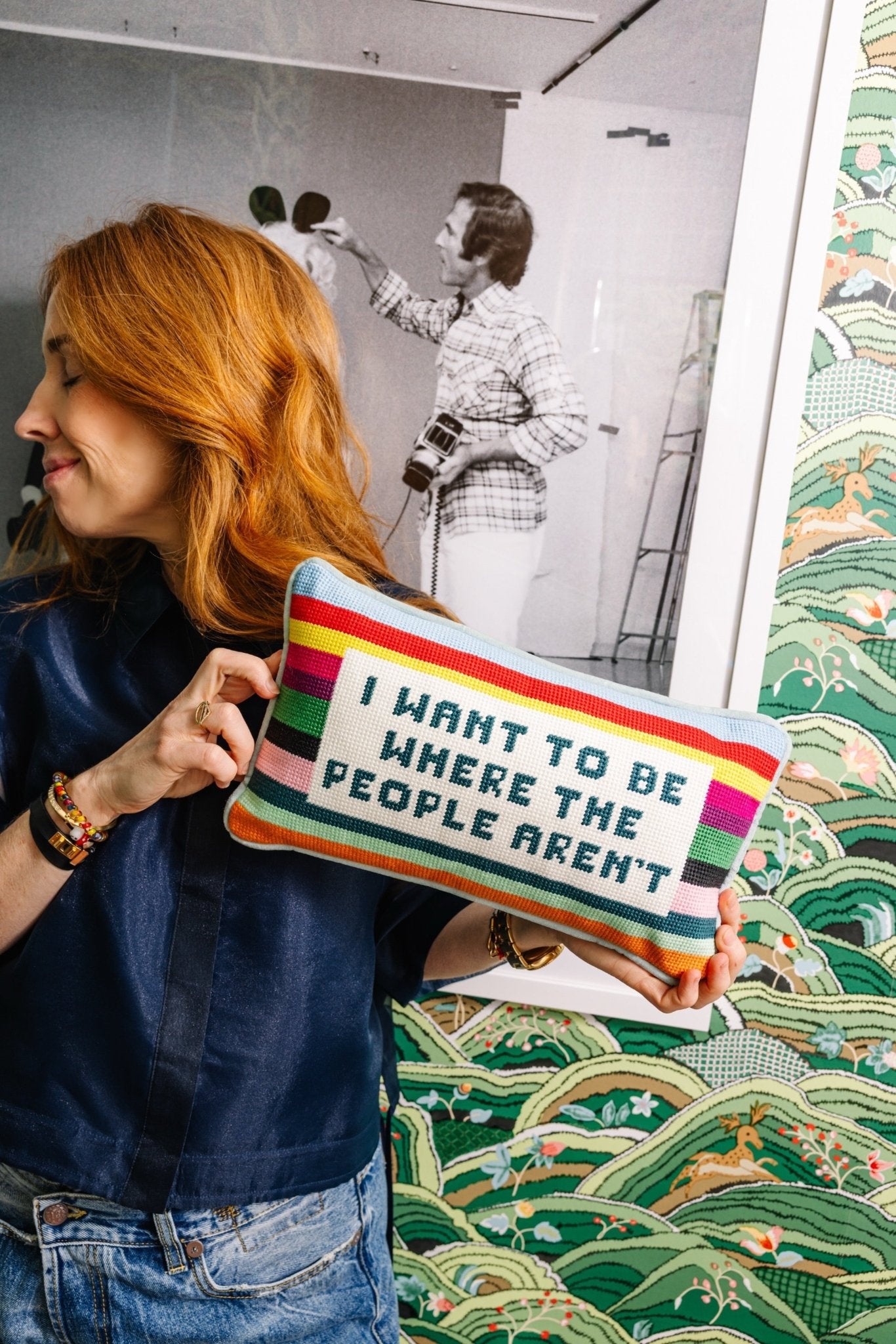 Where the People Aren't Needlepoint Pillow - UntamedEgo LLC.