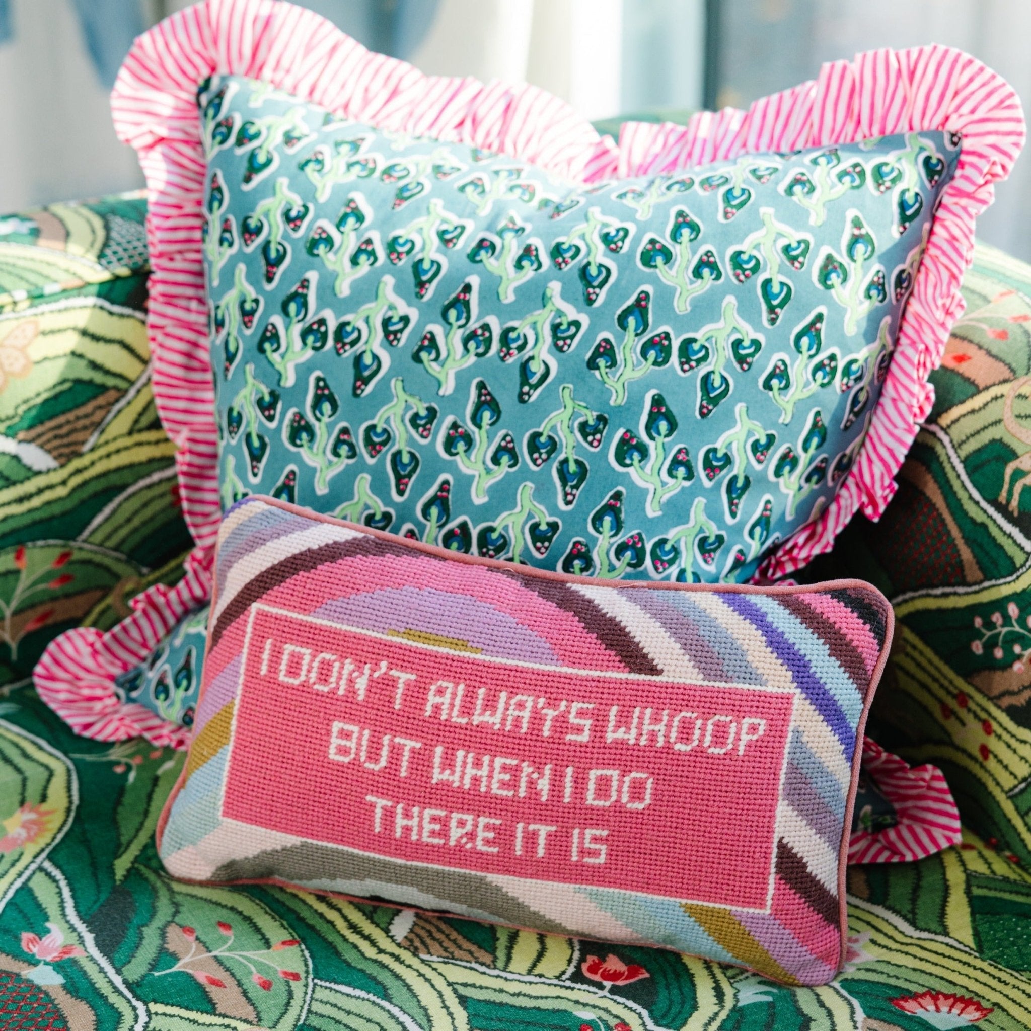 Whoop There It Is Needlepoint Pillow - UntamedEgo LLC.