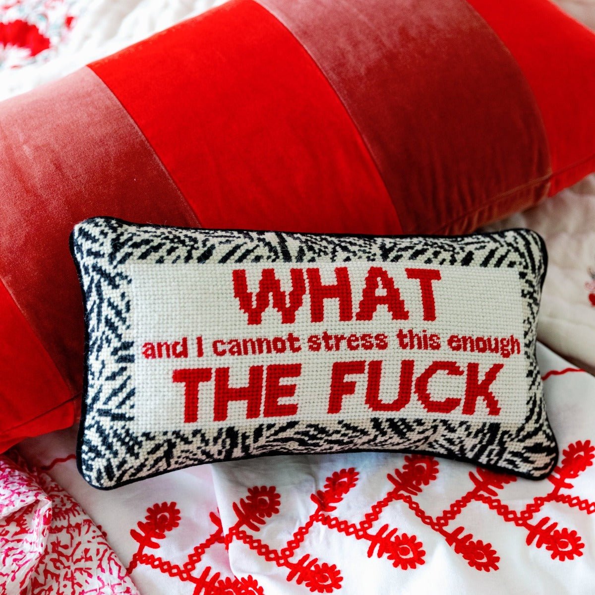 WTF Needlepoint Pillow - UntamedEgo LLC.
