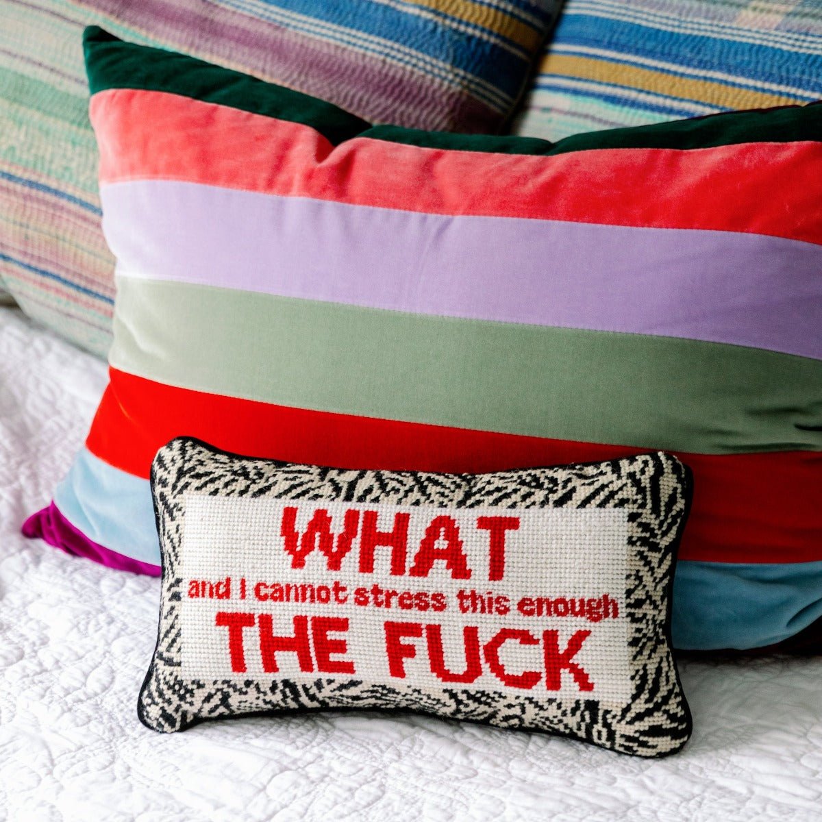 WTF Needlepoint Pillow - UntamedEgo LLC.