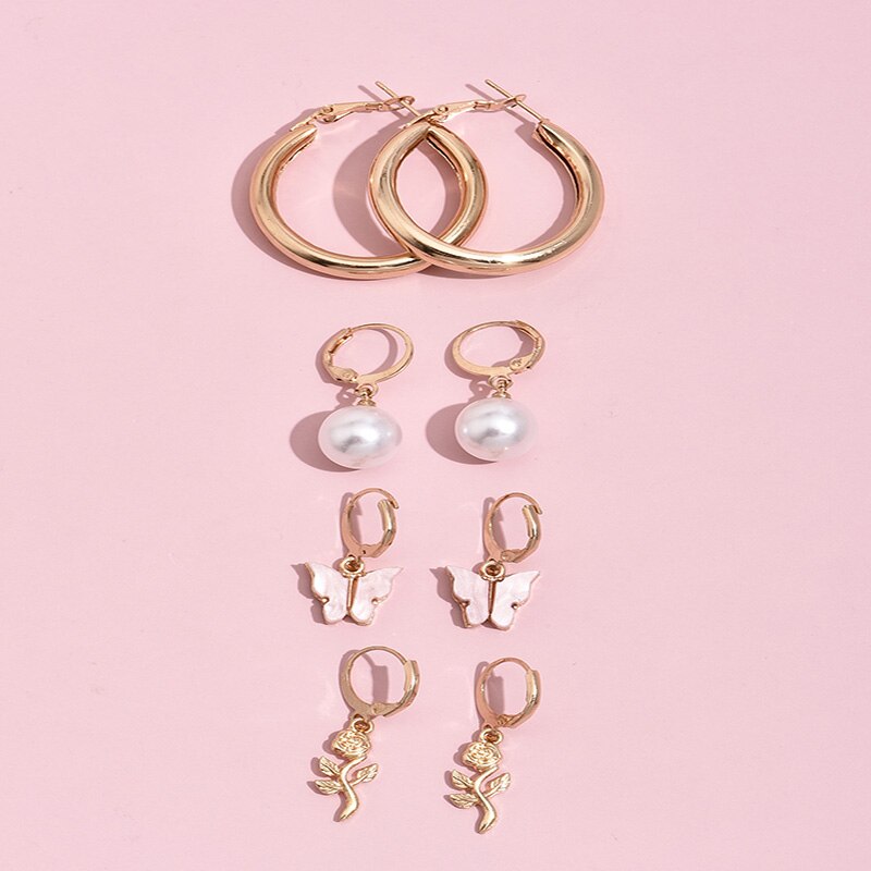 Pearl Pink Butterfly Pendant Earrings Set - UntamedEgo LLC.