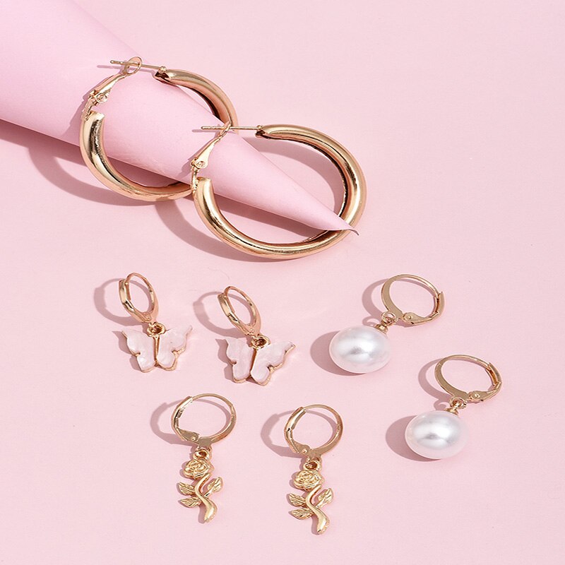 Pearl Pink Butterfly Pendant Earrings Set - UntamedEgo LLC.