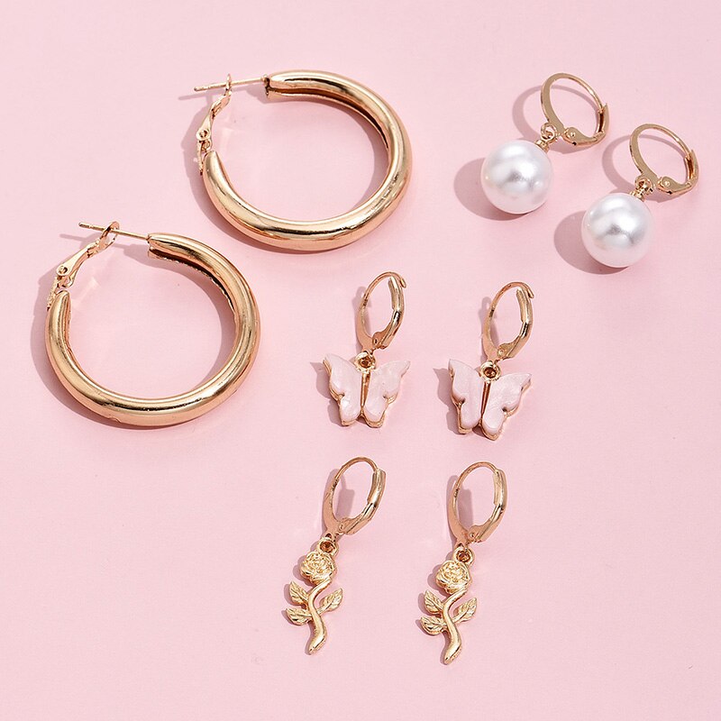 Pearl Pink Butterfly Pendant Earrings Set - UntamedEgo LLC.