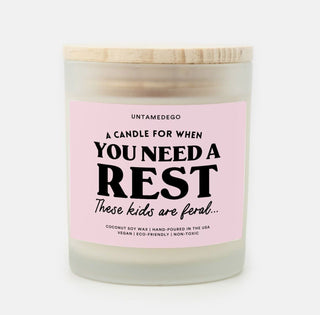 A Candle For When You Need A Rest These Kids Are Feral Frosted Glass Jar Candle - UntamedEgo LLC.