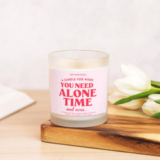 A Candle For When You Need Alone Time And Wine Frosted Glass Jar Candle - UntamedEgo LLC.