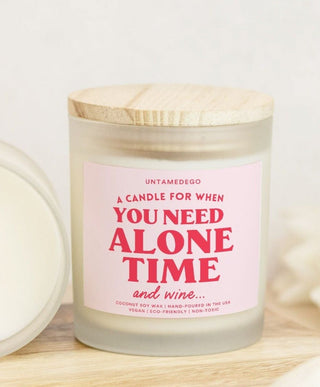 A Candle For When You Need Alone Time And Wine Frosted Glass Jar Candle - UntamedEgo LLC.