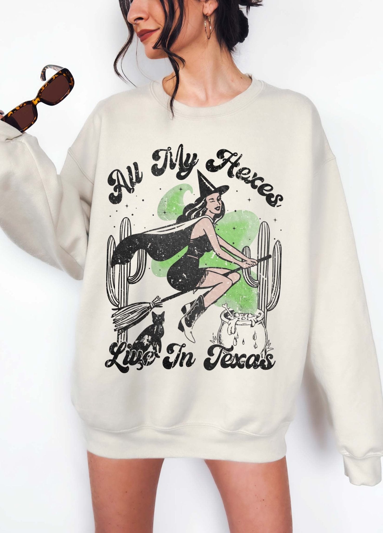 All My Hexes Live In Texas Halloween Crew Halloween Sweatshirt - UntamedEgo LLC.