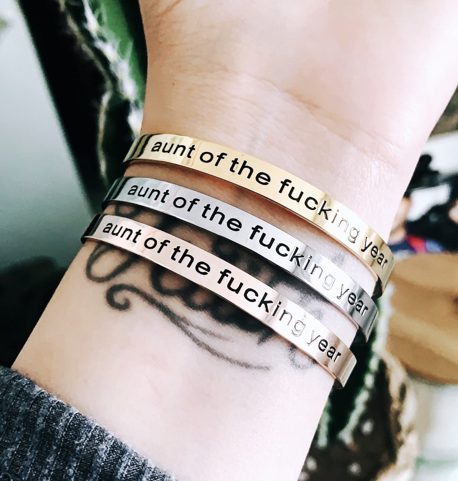 Aunt Of The Fucking Year Bracelet Cuff - UntamedEgo LLC.