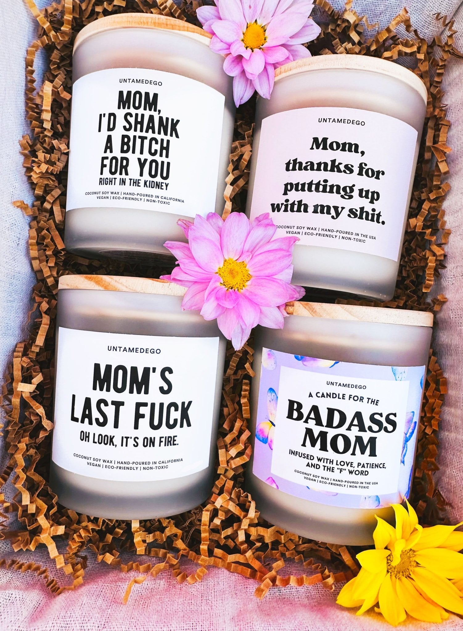 Badass Moms Best Sellers Frosted Glass Jar Candles Gift Set - UntamedEgo LLC.