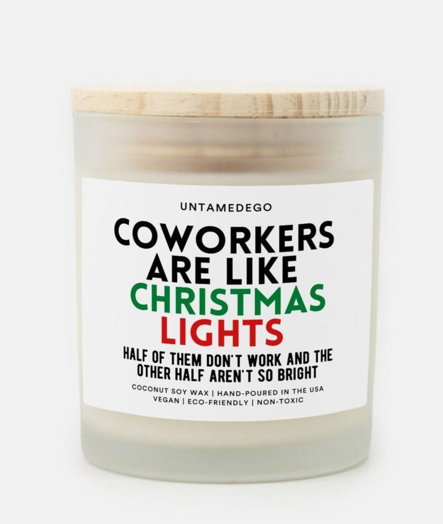 Coworkers Are Like Christmas Lights Frosted Glass Jar Candle - UntamedEgo LLC.
