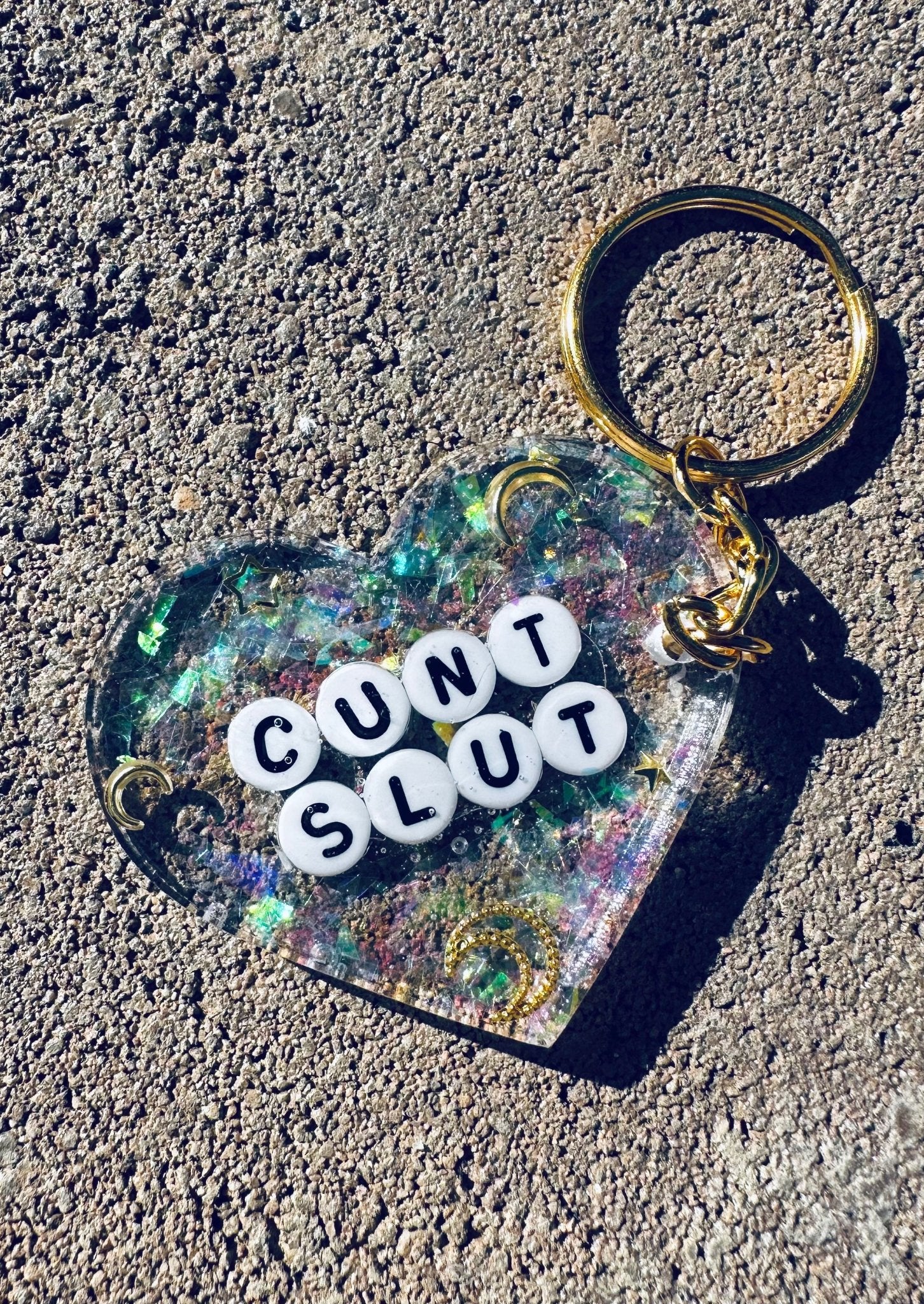 Cunt Slut Glitter Moon Keychain - UntamedEgo LLC.