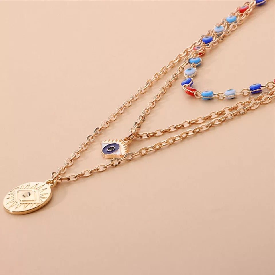 Evil Eye Layered Bohemian Necklace - UntamedEgo LLC.