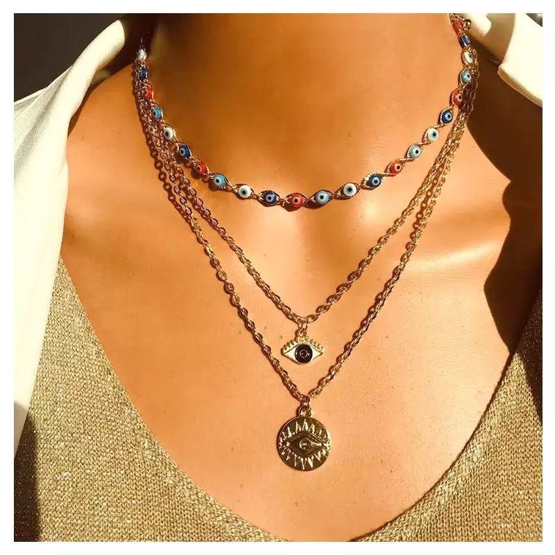 Evil Eye Layered Bohemian Necklace - UntamedEgo LLC.