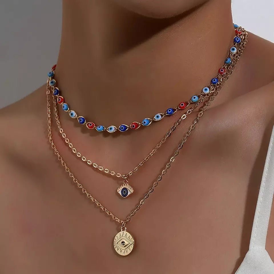 Evil Eye Layered Bohemian Necklace - UntamedEgo LLC.