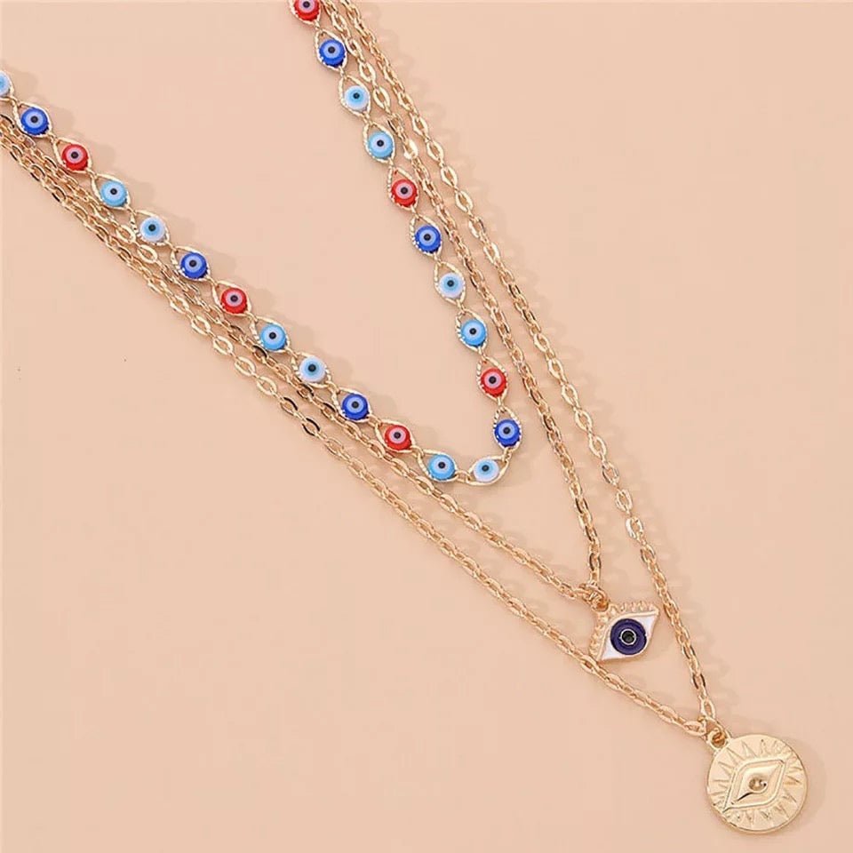 Evil Eye Layered Bohemian Necklace - UntamedEgo LLC.