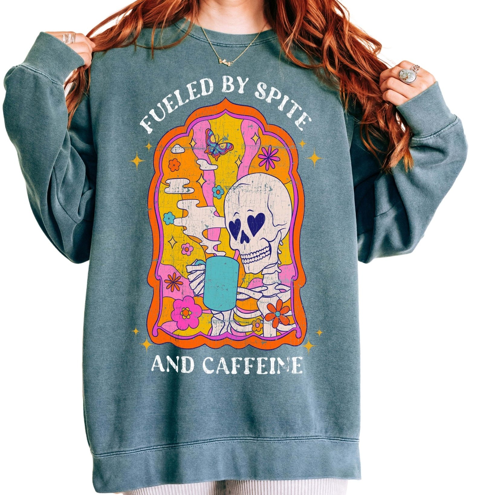 Fueled By Spite And Caffeine Crew Sweatshirt - UntamedEgo LLC.