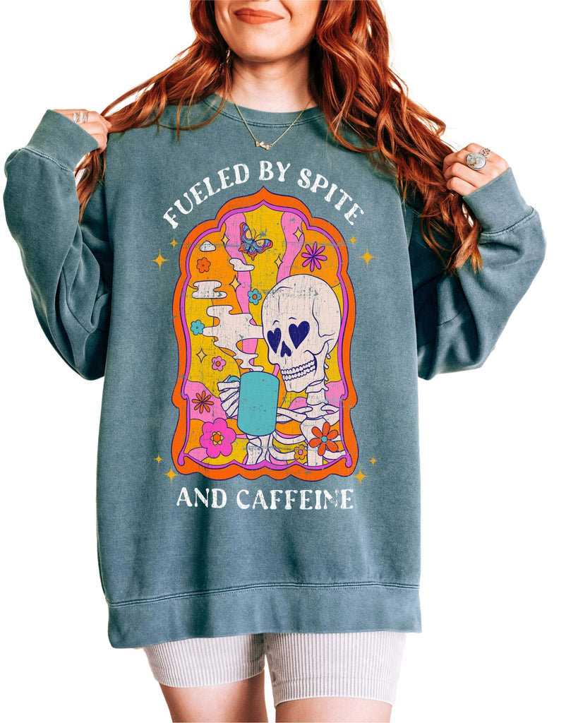 Fueled By Spite And Caffeine Crew Sweatshirt - UntamedEgo LLC.
