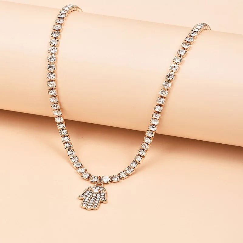 Hamsa Crystal Pendant Necklace - UntamedEgo LLC.