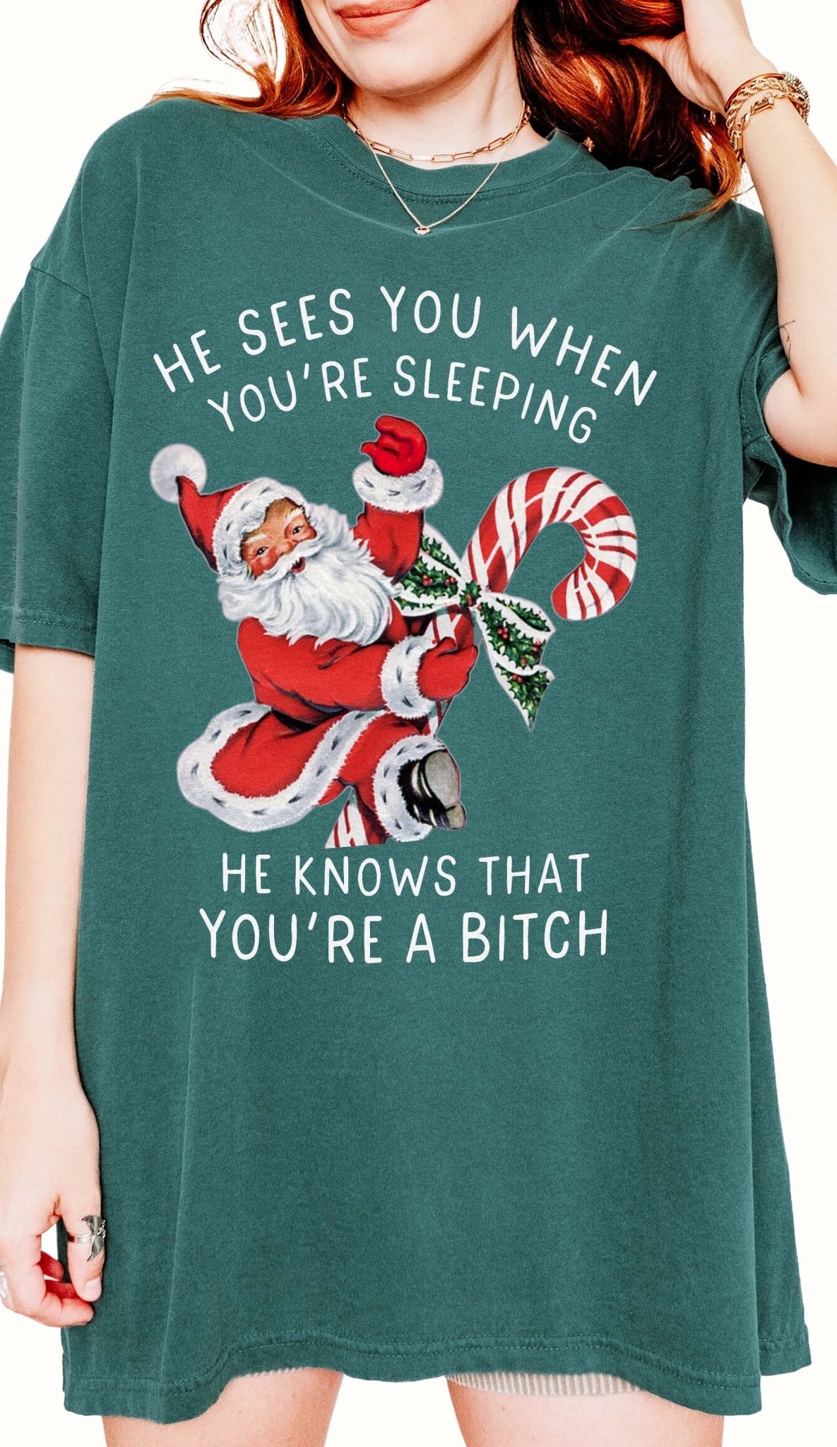 He Sees You When You're Sleeping Santa Christmas Tee - UntamedEgo LLC.