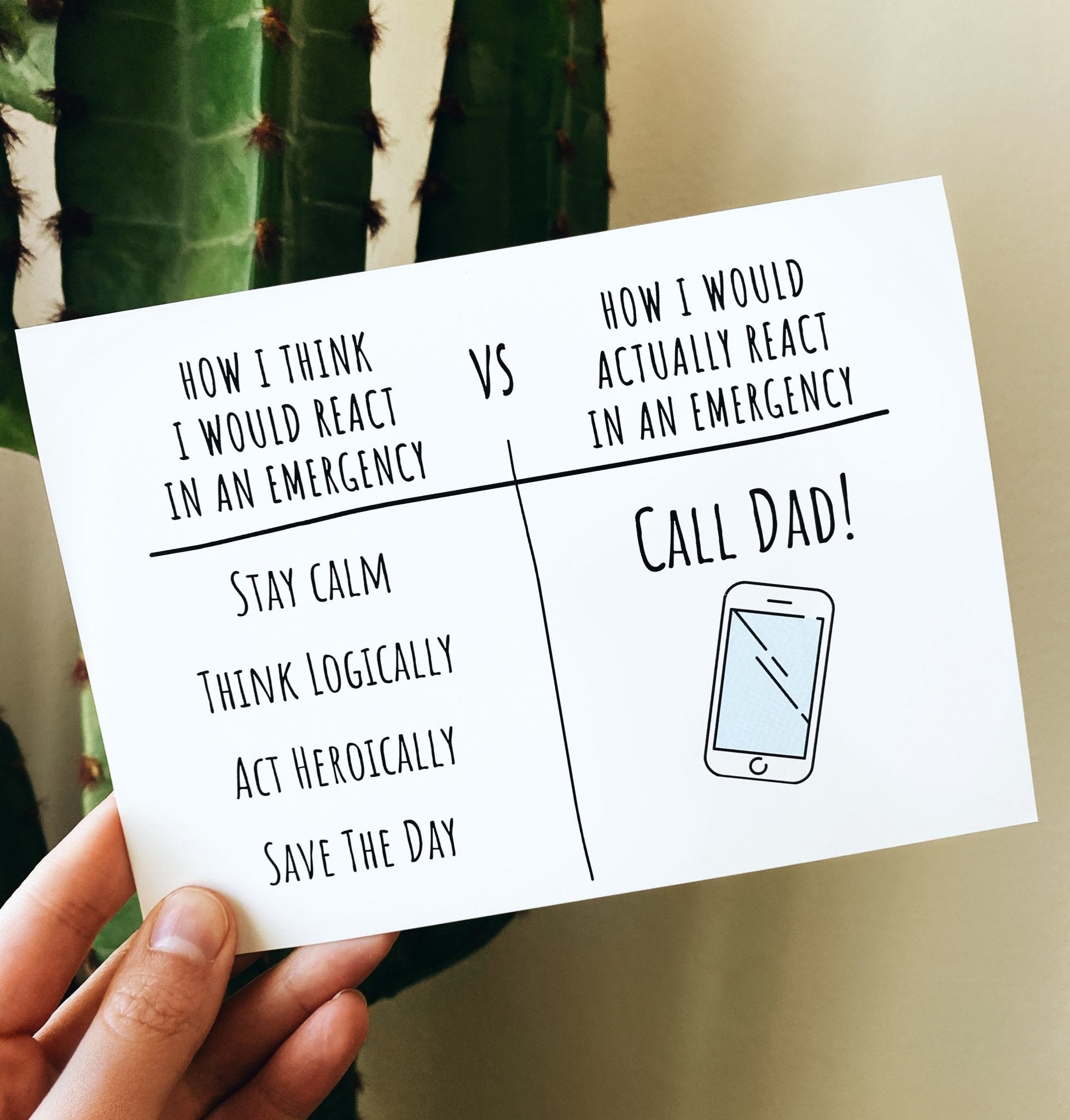 How I Would React In An Emergency Dad Card - UntamedEgo LLC.