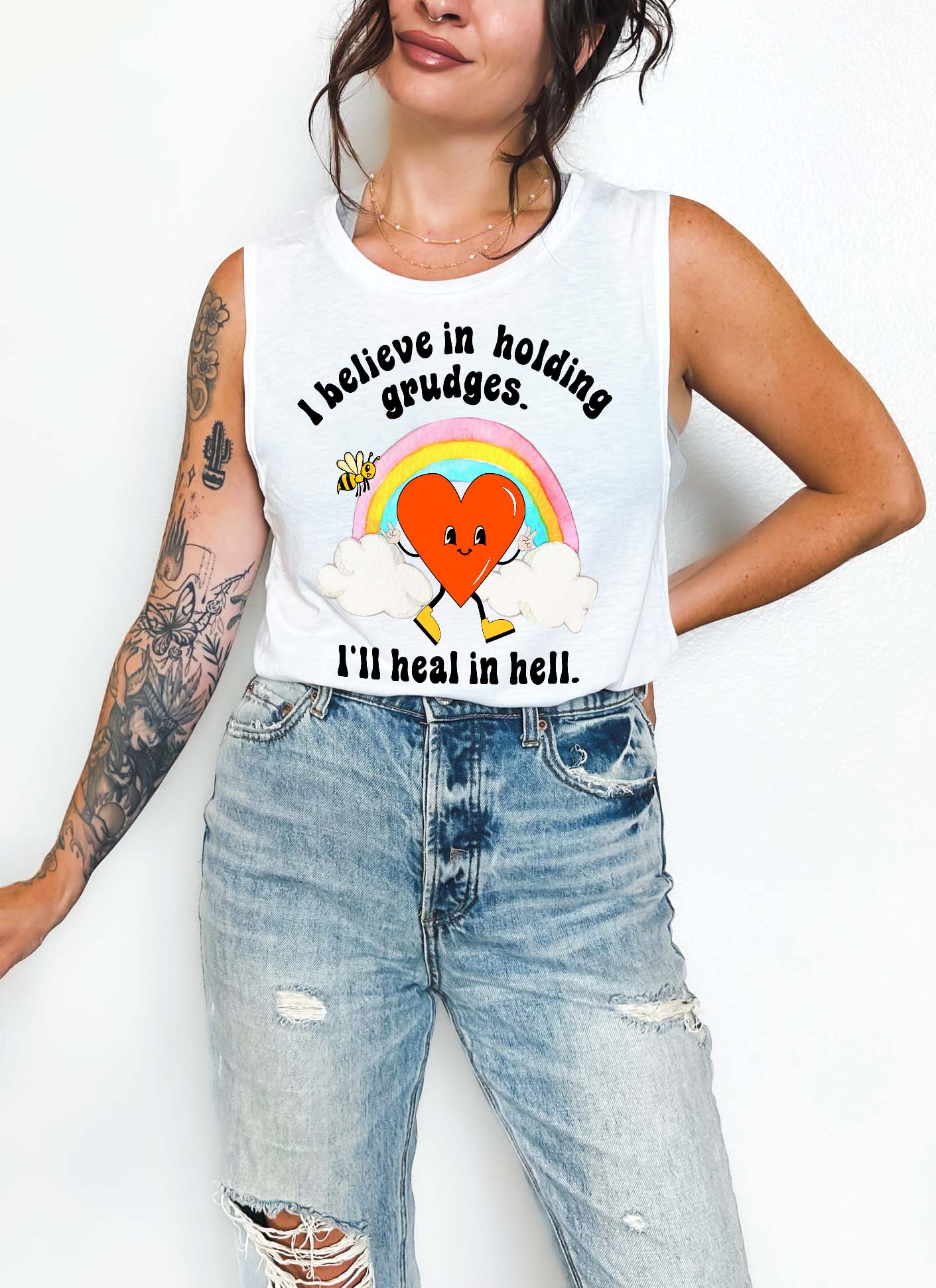 I Believe In Holding Grudges I'll Heal In Hell Unisex Muscle Tank - UntamedEgo LLC.