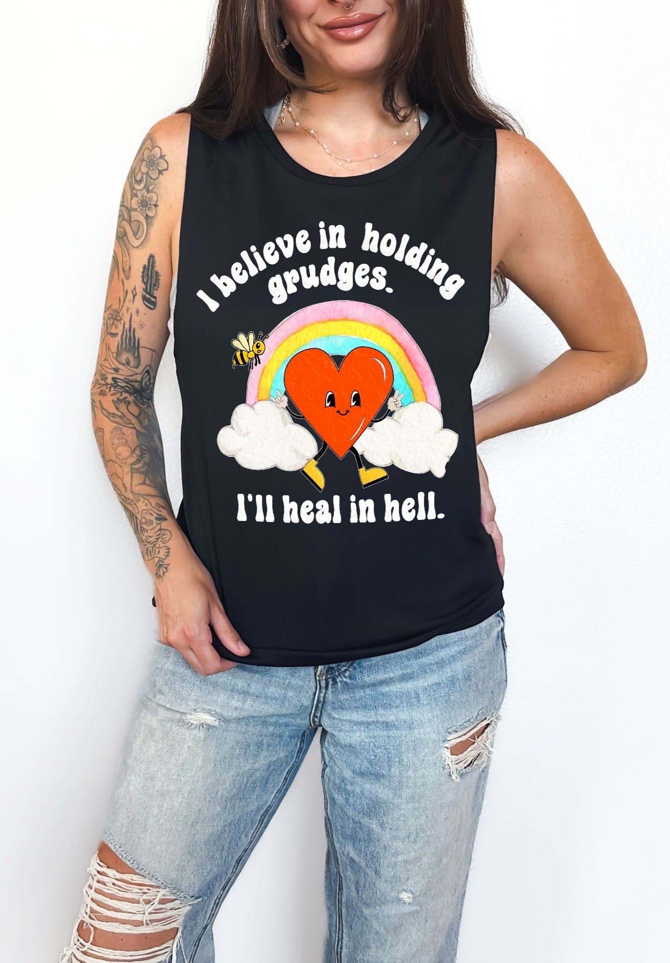 I Believe In Holding Grudges I'll Heal In Hell Unisex Muscle Tank - UntamedEgo LLC.
