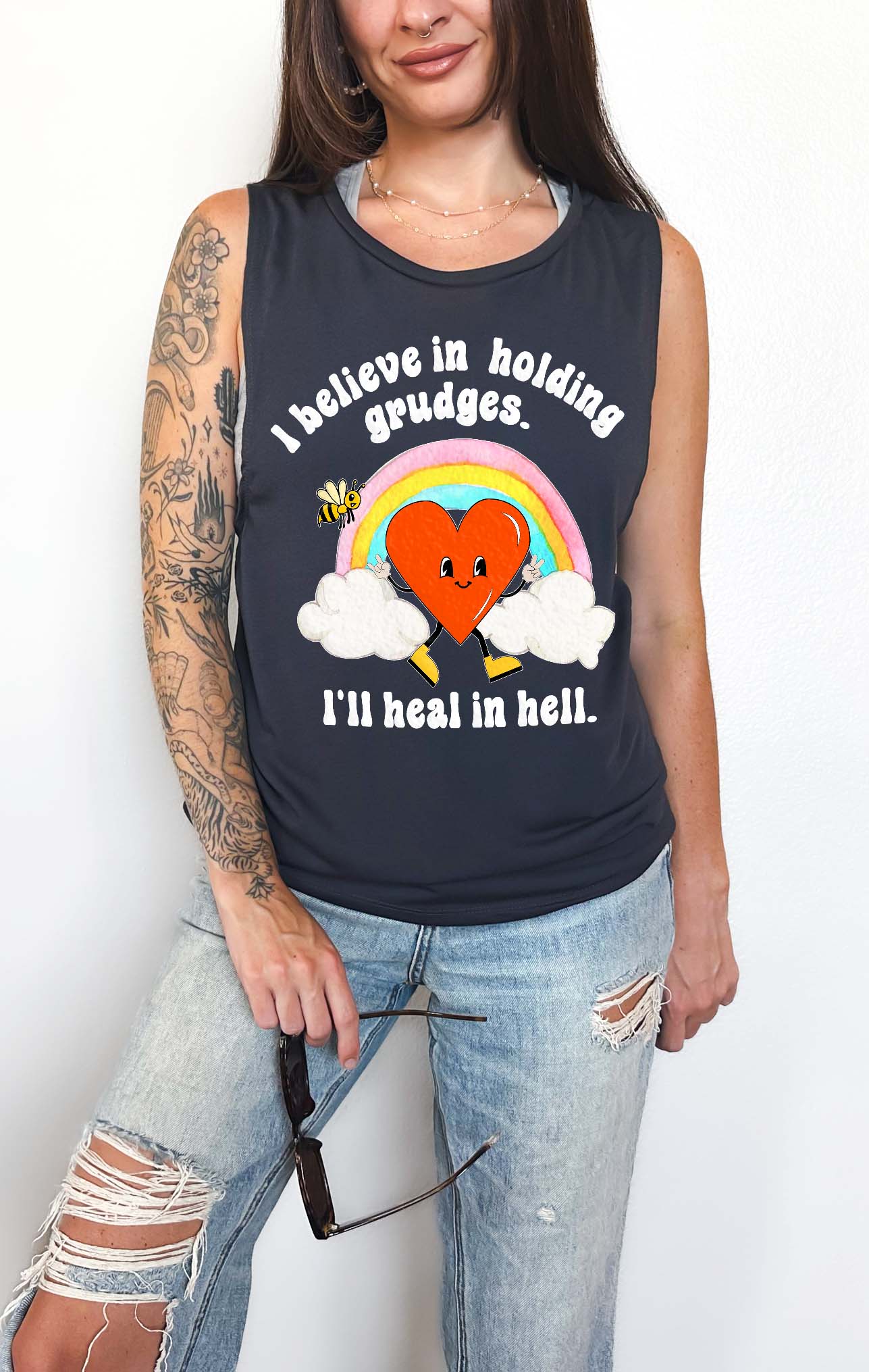 I Believe In Holding Grudges I'll Heal In Hell Unisex Muscle Tank - UntamedEgo LLC.