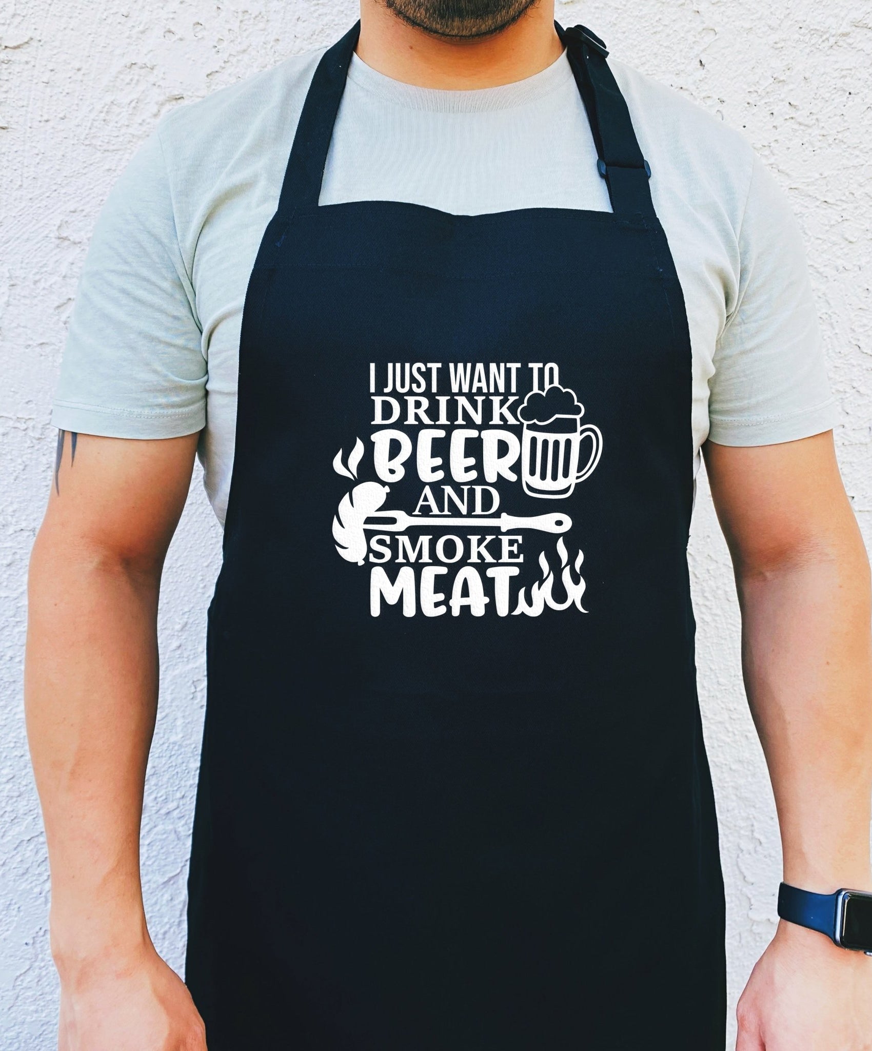 I Just Want To Drink Beer And Smoke Meat Apron - UntamedEgo LLC.
