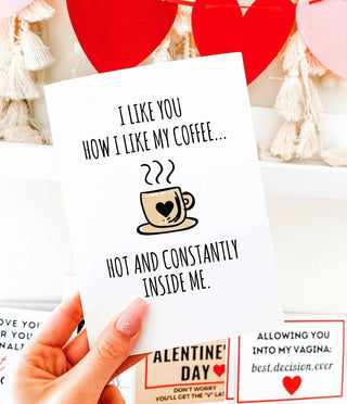 I Like You How I Like My Coffee Naughty Greeting Card - UntamedEgo LLC.