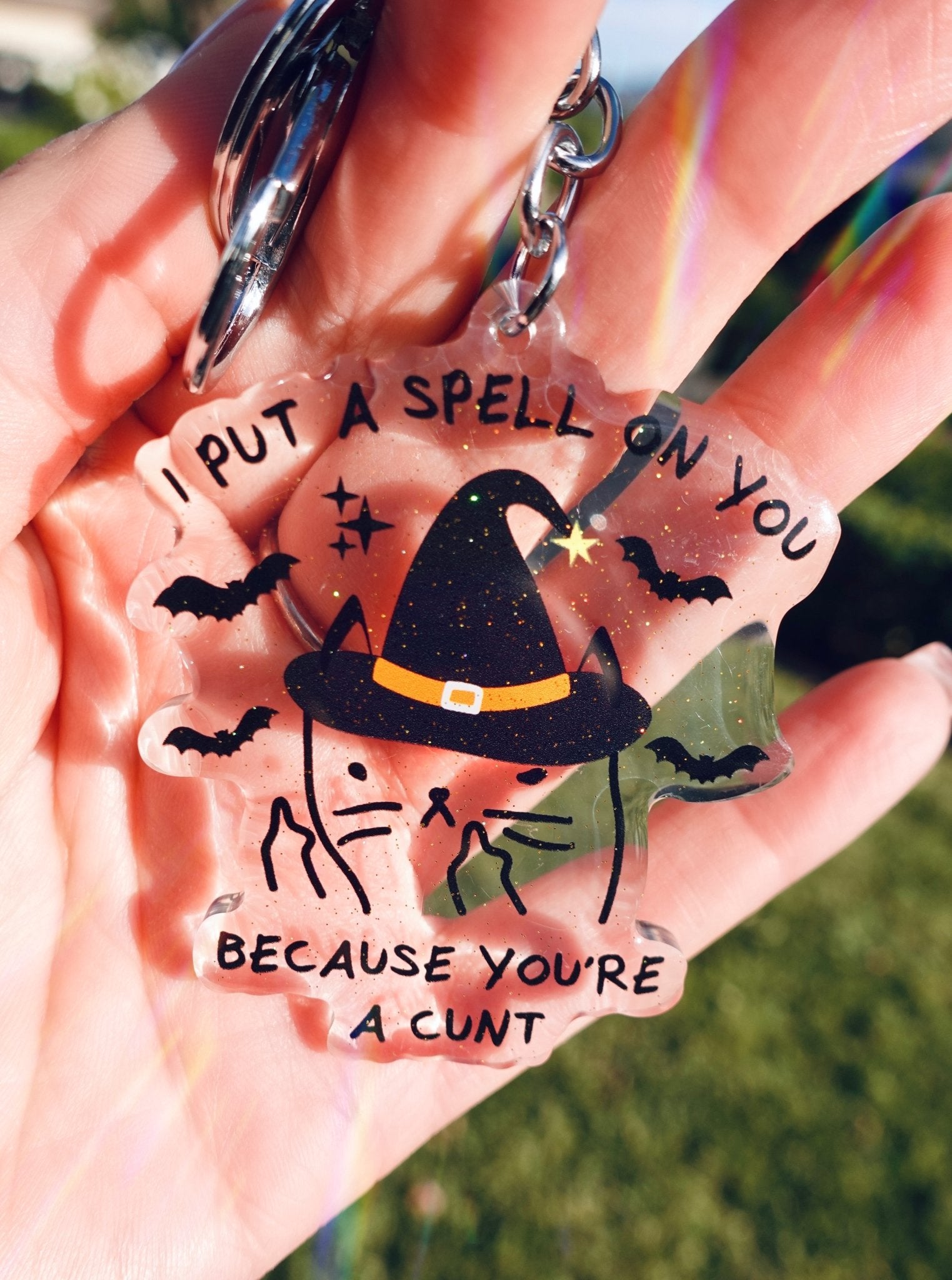 I Put A Spell On You Mean Kitty Acrylic Keychain - UntamedEgo LLC.