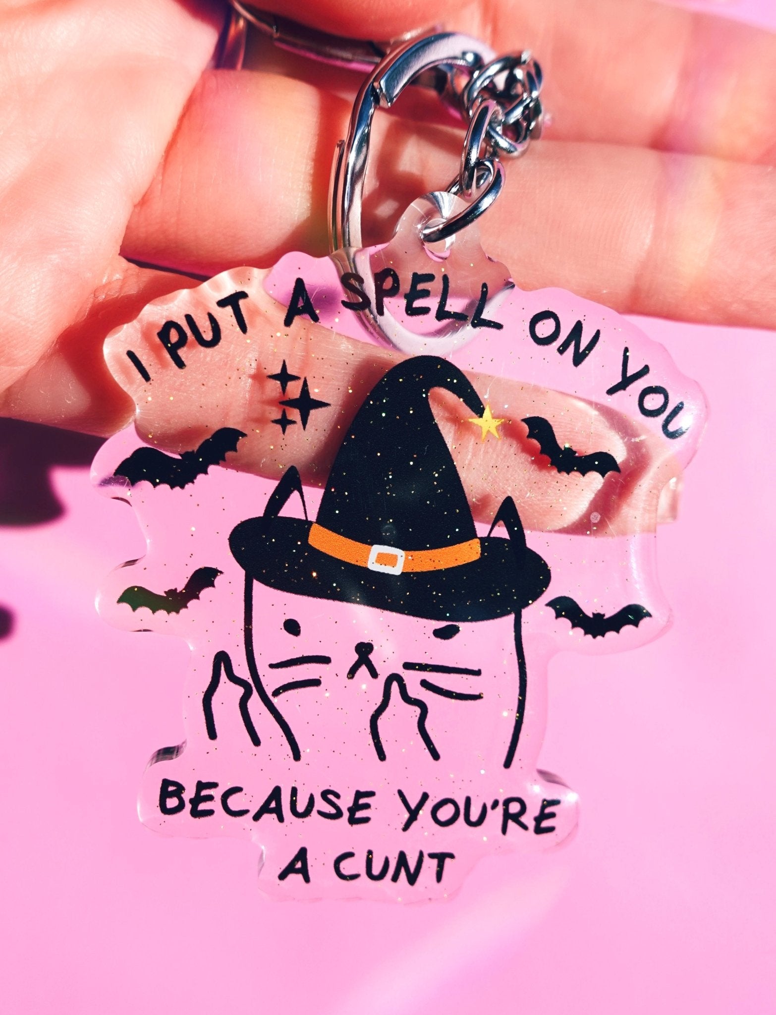 I Put A Spell On You Mean Kitty Acrylic Keychain - UntamedEgo LLC.