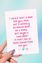 I Would Fight A Bear For You Funny Mother's Day Card - UntamedEgo LLC.