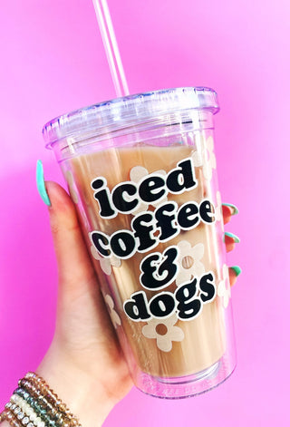 Iced Coffee And Dogs Acrylic Tumbler - UntamedEgo LLC.