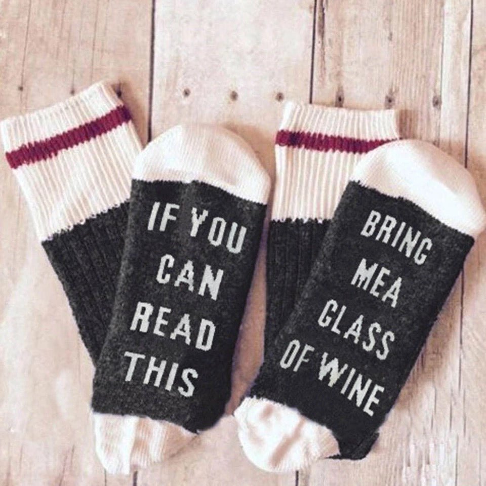 If You Can Read This Bring Me Wine Socks - UntamedEgo LLC.