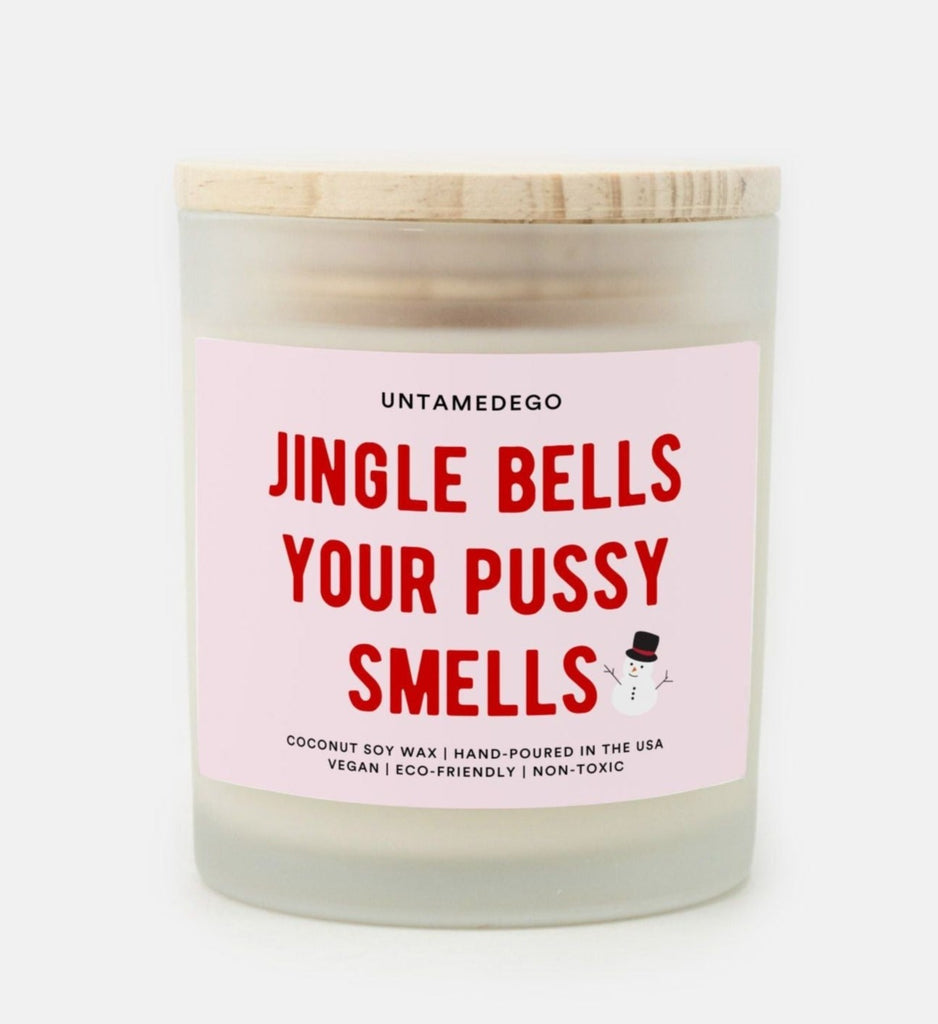 Jingle Bells Frosted Glass Jar Christmas Candle - UntamedEgo LLC.