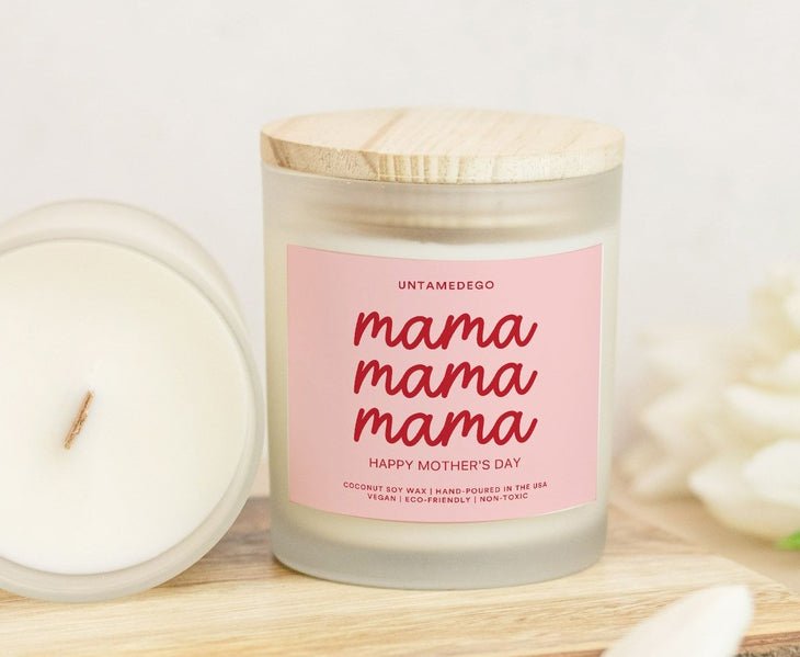 Mama Mama Mama Happy Mother's Day Frosted Glass Jar Candle - UntamedEgo LLC.