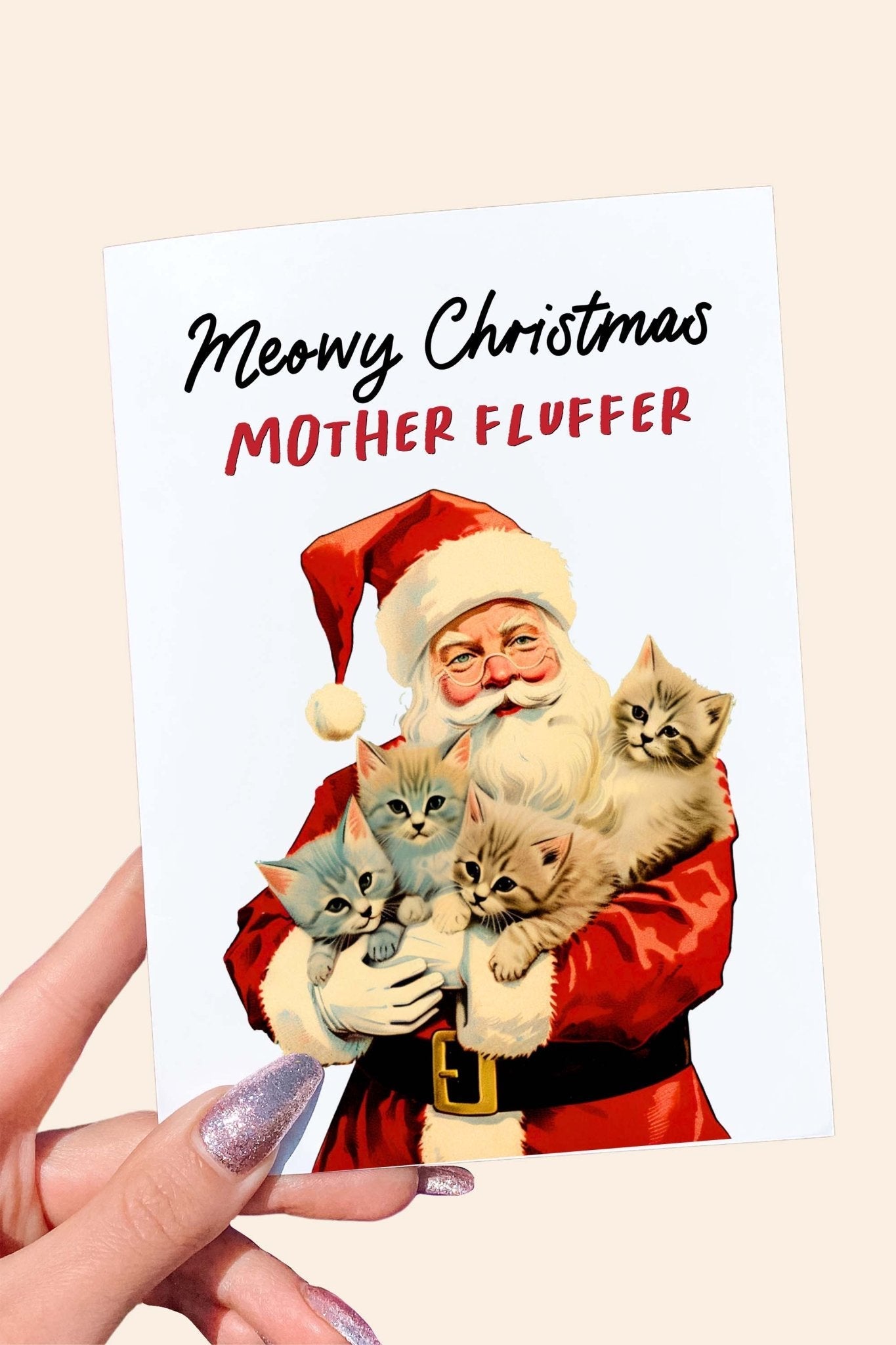 Meowy Christmas Mother Fluffer Greeting Card - UntamedEgo LLC.