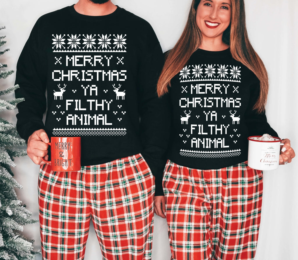 Merry Christmas Ya Filthy Animal Mug Ugly Christmas Sweater - UntamedEgo LLC.