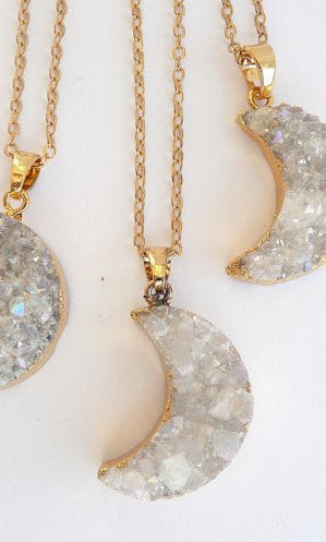 Moon Pendant Quartz stone Necklace - UntamedEgo LLC.