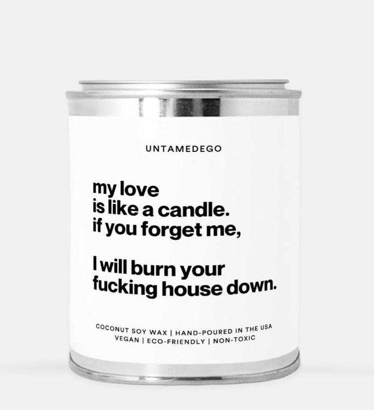 My Love Is Like A Candle If You Forget Me I Will Burn Your Fucking House Down 16oz Paint Can Candle - UntamedEgo LLC.