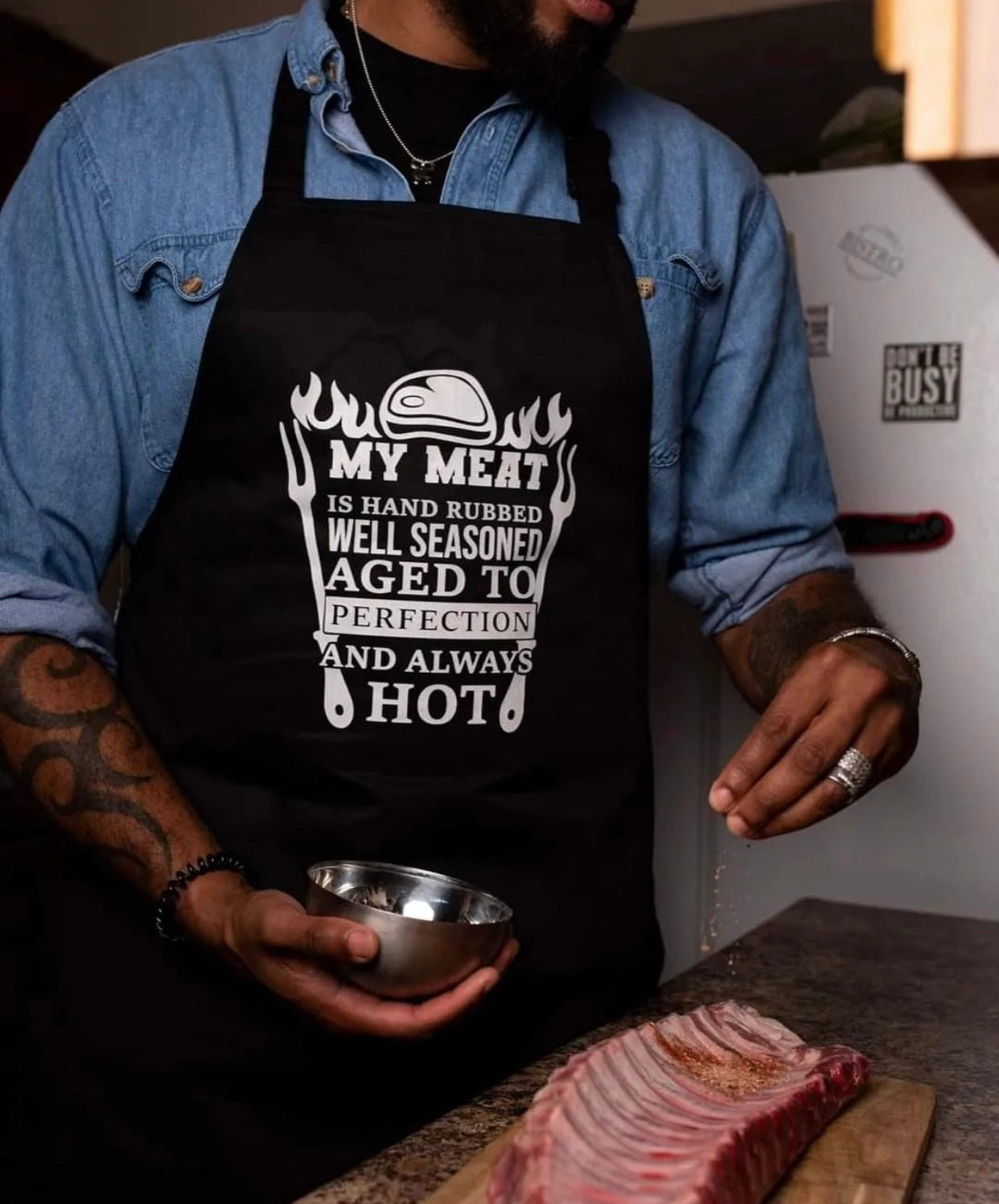 My Meat Is Hand Rubbed Well Seasoned Aged To Perfection And Always Hot Apron - UntamedEgo LLC.