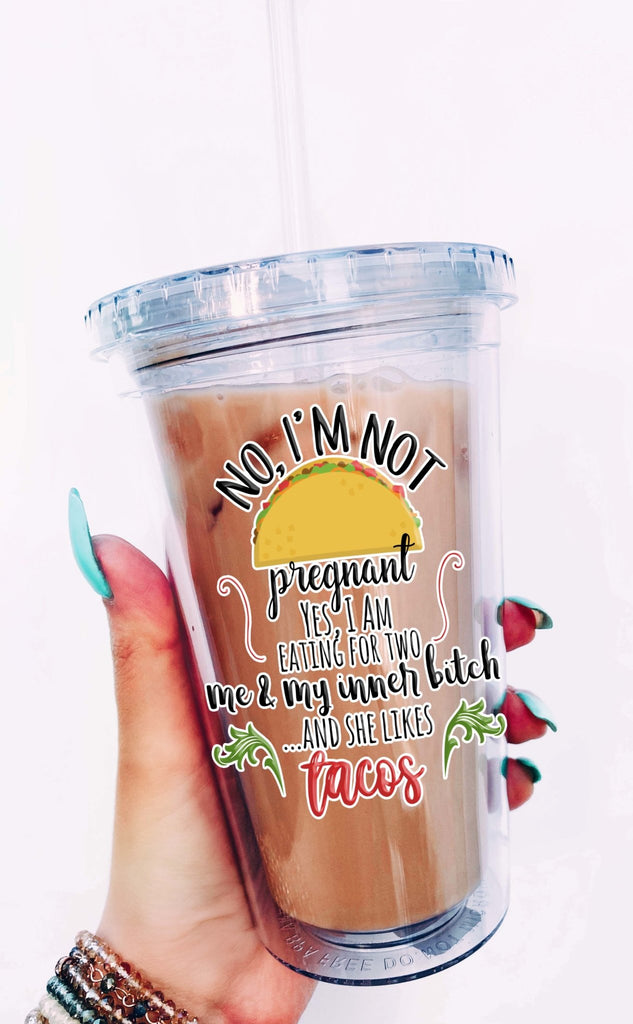 No I'm Not Pregnant Yes I Am Eating For Two Me & My Inner Bitch 15oz Mug - UntamedEgo LLC.