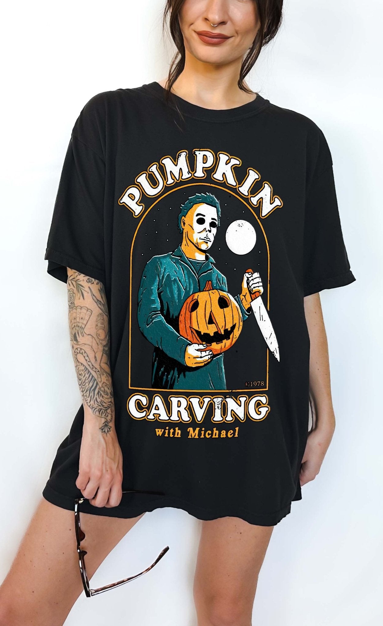 Pumpkin Carving With Michael Halloween Tee - UntamedEgo LLC.