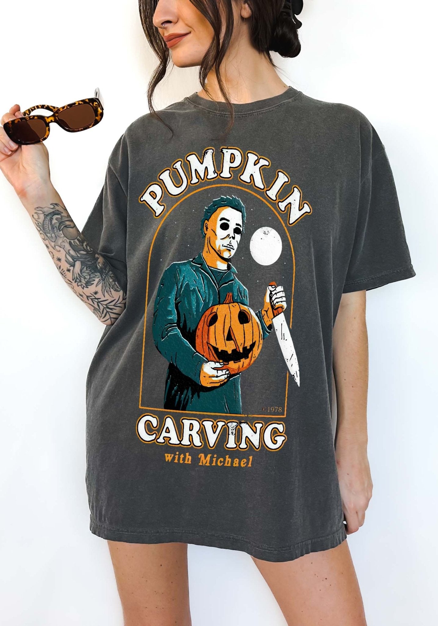 Pumpkin Carving With Michael Halloween Tee - UntamedEgo LLC.
