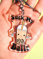 Suck My Balls Keychain – Funny Boba Tea Acrylic Glitter Keychain - UntamedEgo LLC.
