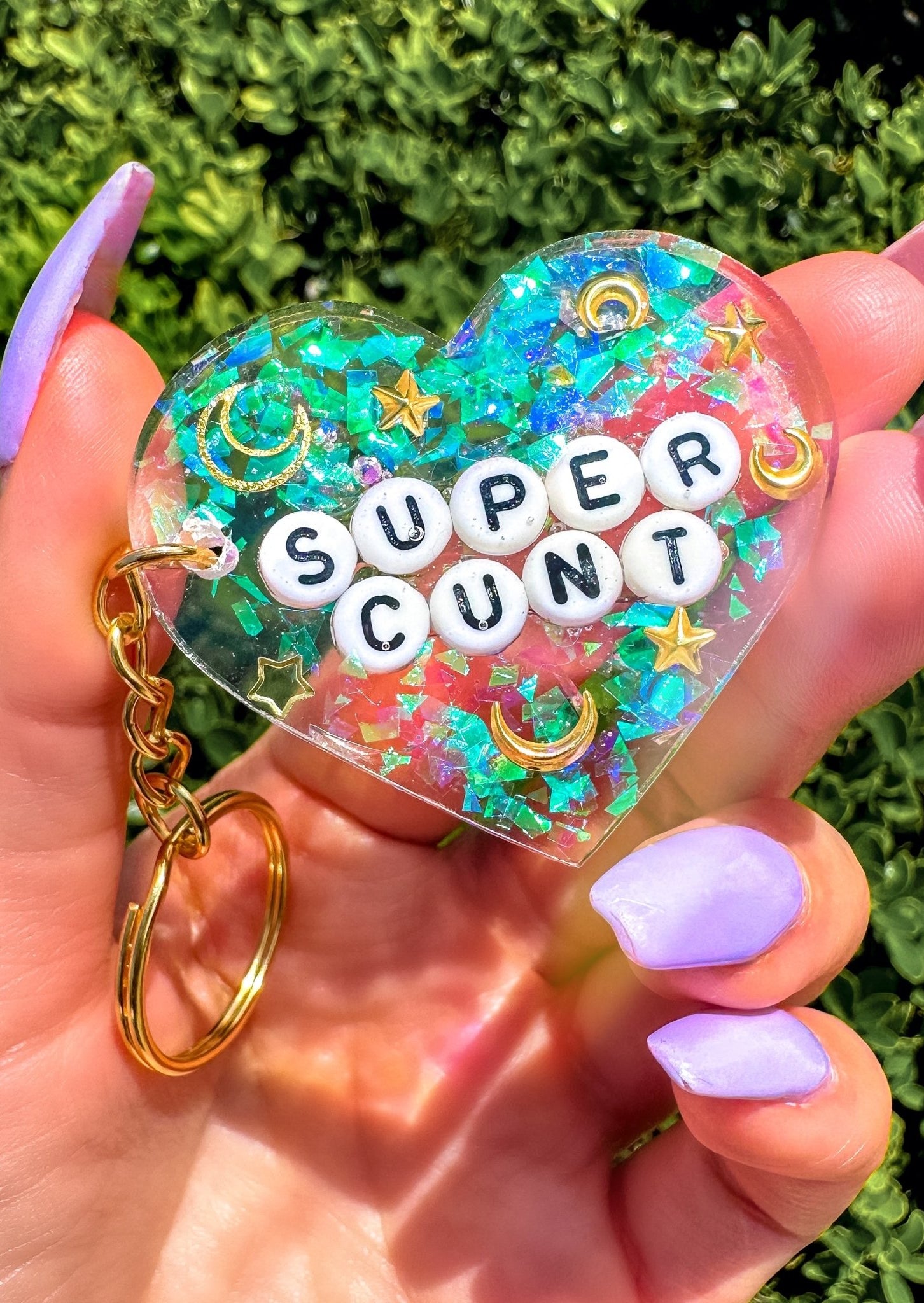 Super C Glitter Moon Keychain - UntamedEgo LLC.