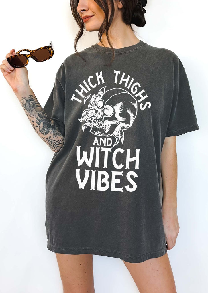 Thick Thighs Witch Vibes Halloween Tee - UntamedEgo LLC.