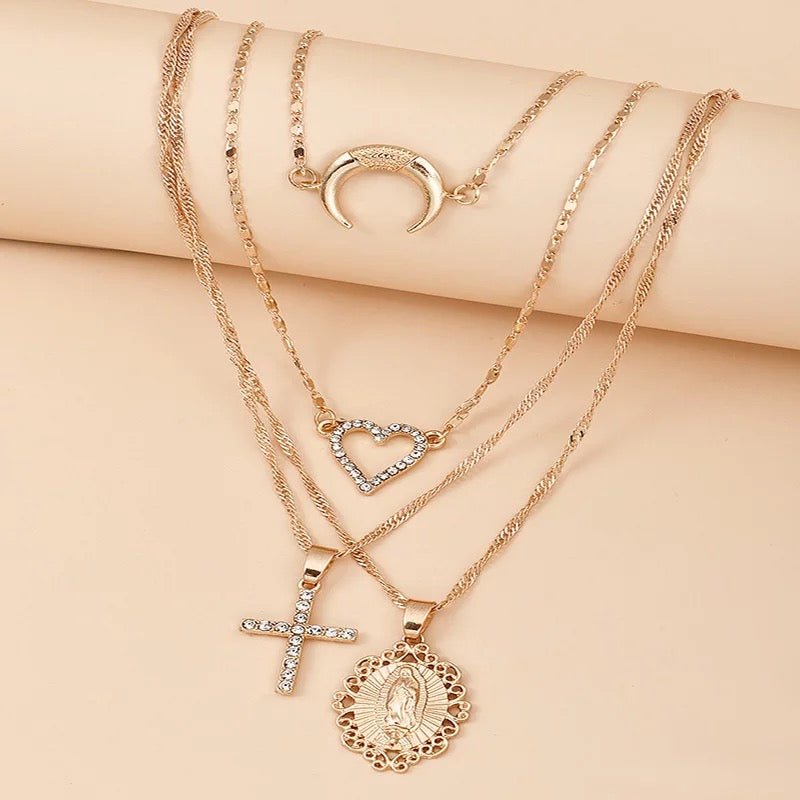 Virgin Mary Layered Pendant Necklace - UntamedEgo LLC.